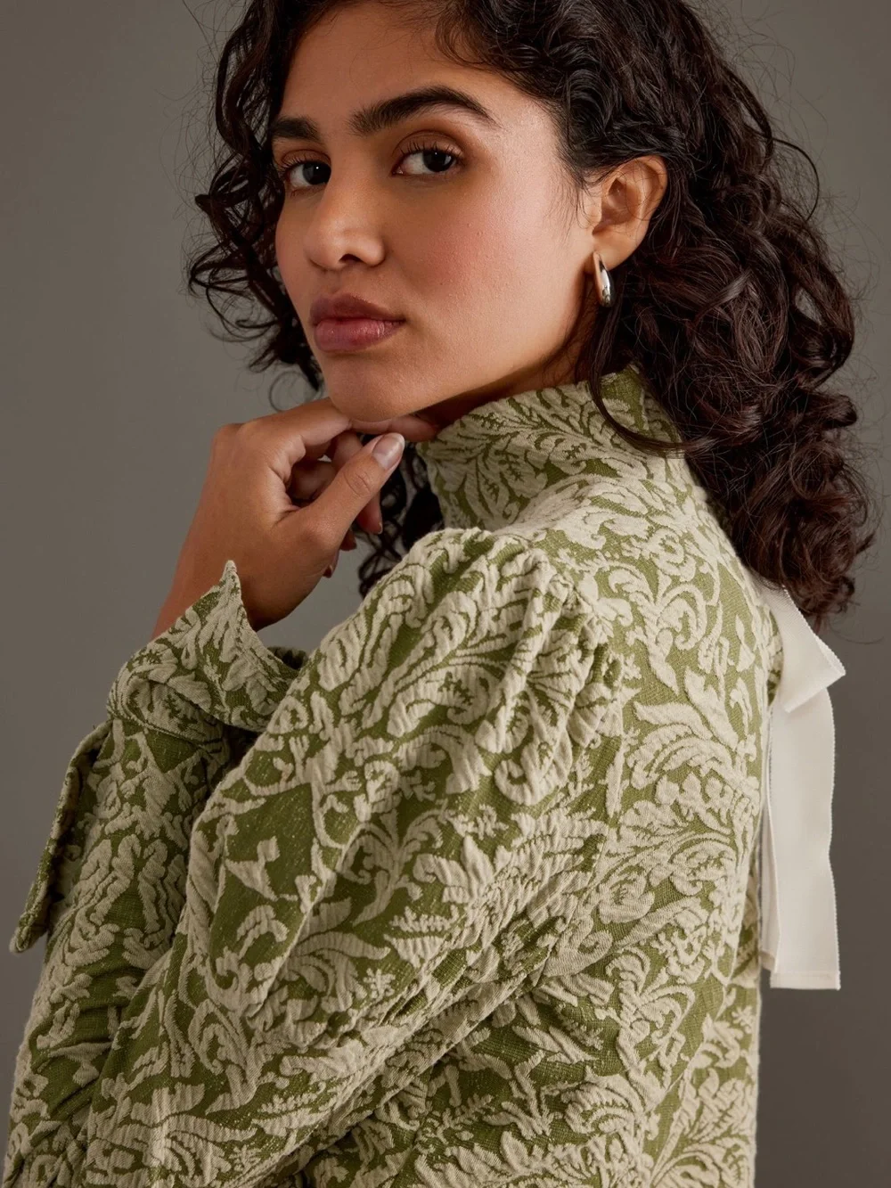 Anthropologie Puff Sleeve Turtleneck Jacquard Top Sz S